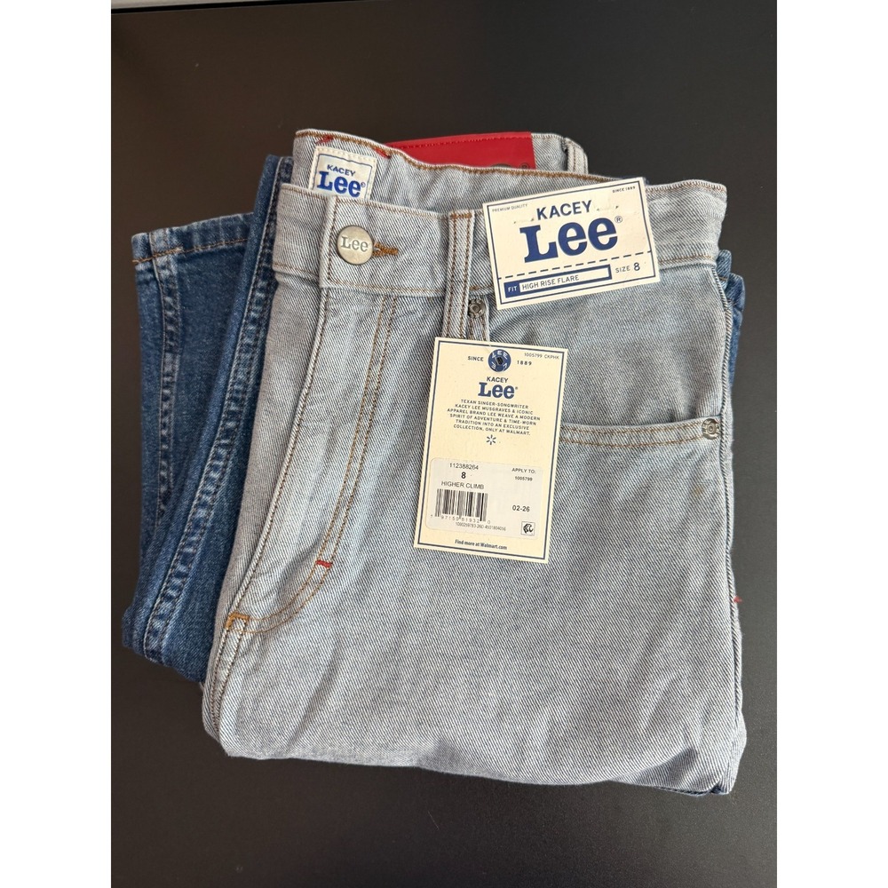 Kacey Lee Long Denim Chaps Wide Flare Jeans, NWT, Size 8 - Picture 2 of 8